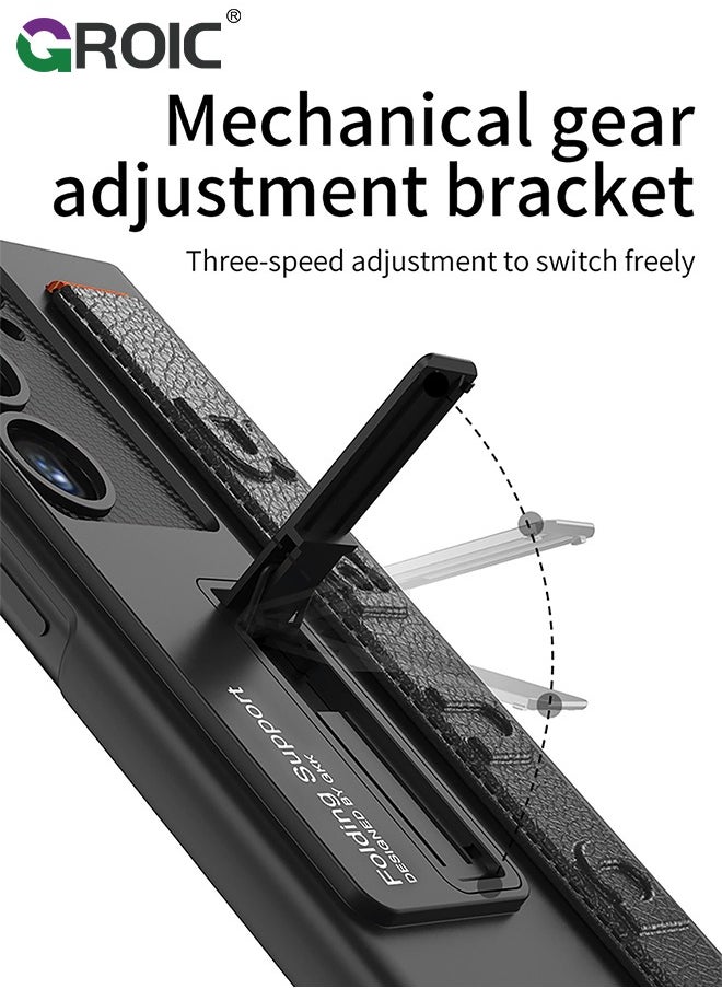 GROIC - Compatible for Samsung Galaxy S24 Plus 6.6" Case with PU Wrist Strap Holder, Stand Kickstand Case and Camera Lens Protective Cover Drop Protective Slim Hard Shockproof Case - Image 1