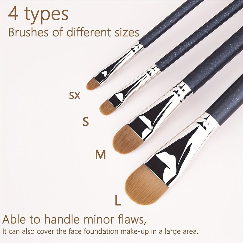 Extendable Ultra Thin Foundation Concealer Makeup Brush 4 Types Sizes - Image 5