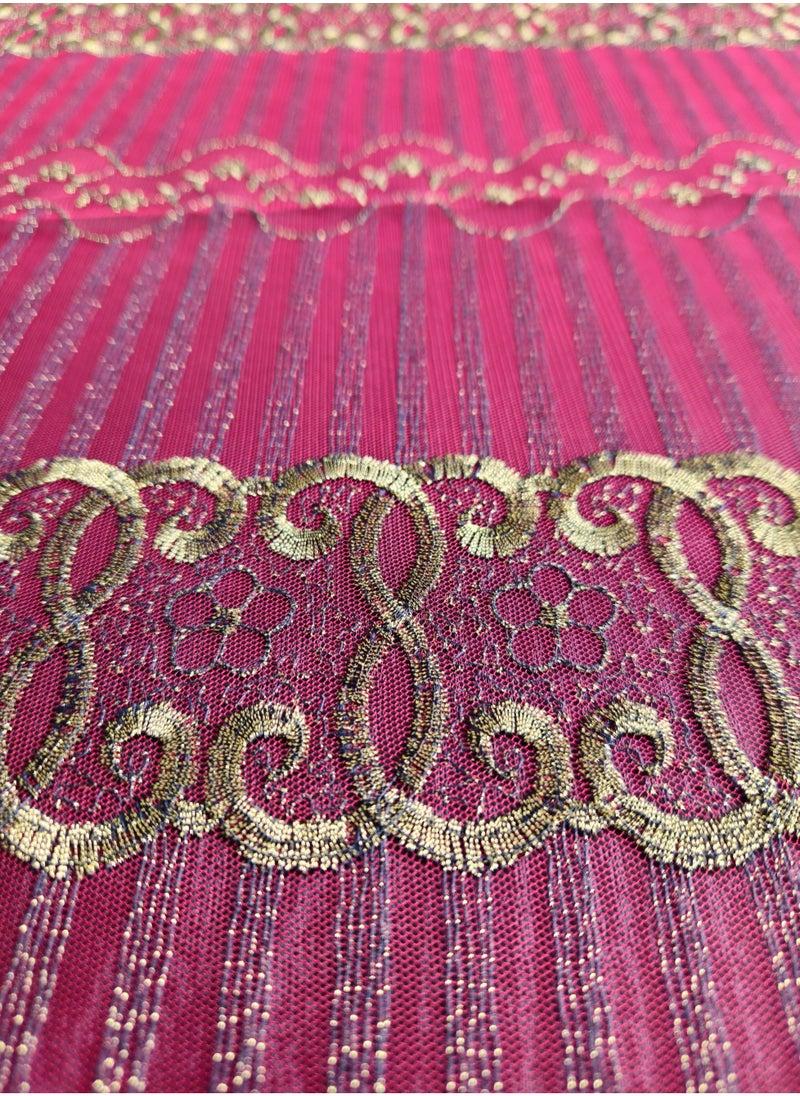 Deep Red and Gold Net Fabric | 3.5 yards / 3.2 meters