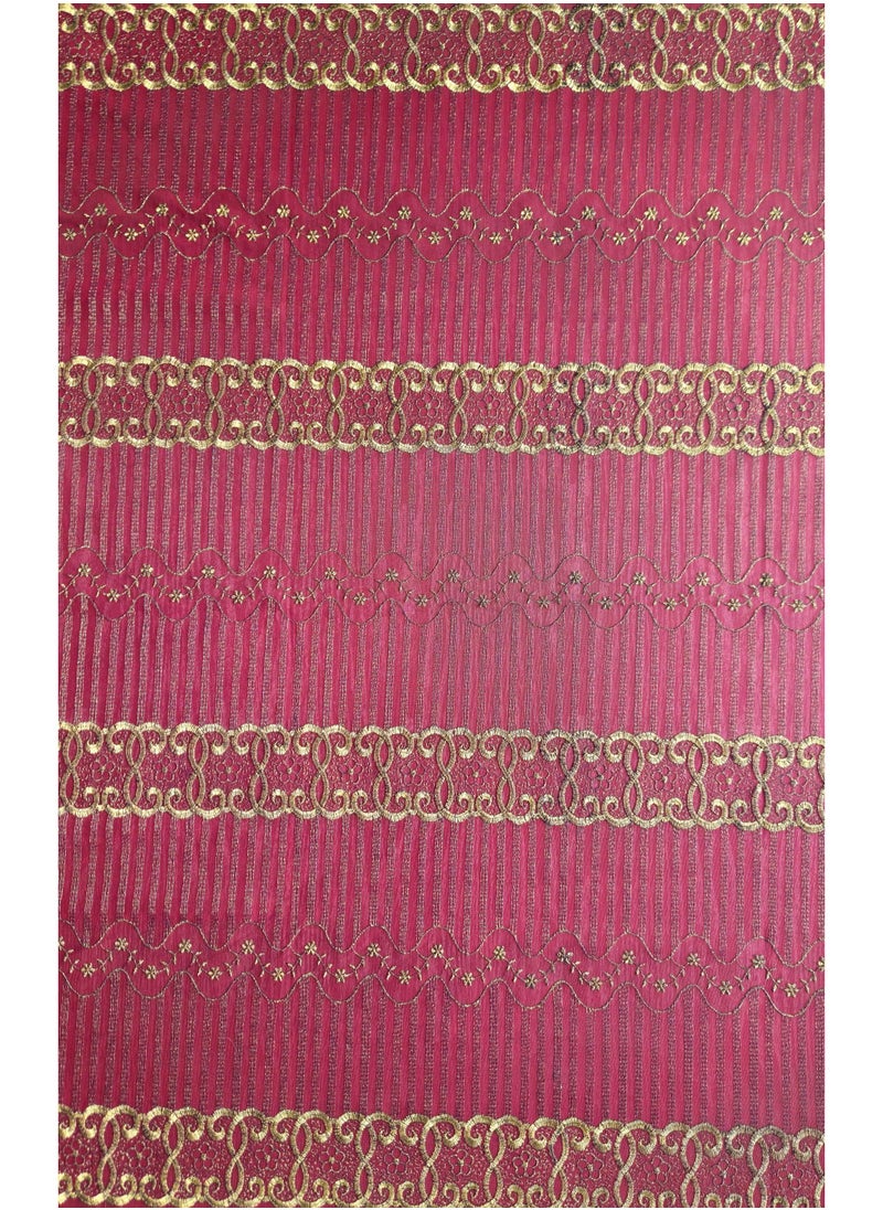 Deep Red and Gold Net Fabric | 3.5 yards / 3.2 meters