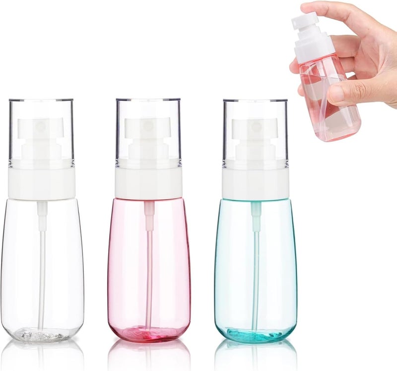 ToolHouse 3 Pack Refillable Spray Bottle, Fine Mist Sprayer Travel Spray Bottle, for Cleaning, Hair, Plants, and More, with Adjustable Nozzle 100ml (Clear+Green+Pink) - Image 1