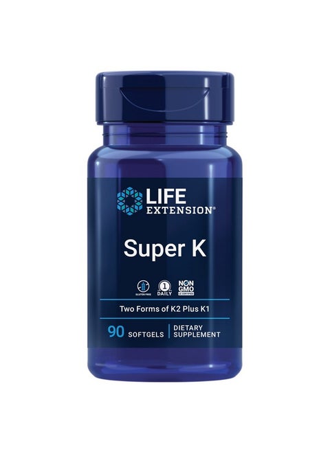 Super K Vitamin K1 And Two Forms Of K2 For Bone Heart And Arterial Health Glutenfree Once Daily Nongmo 90 Count (Pack Of 1)