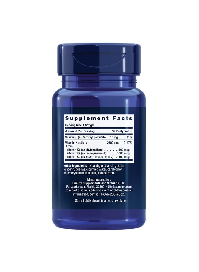 Life Extension - Super K Vitamin K1 And Two Forms Of K2 For Bone Heart And Arterial Health Glutenfree Once Daily Nongmo 90 Count (Pack Of 1) - Image 1