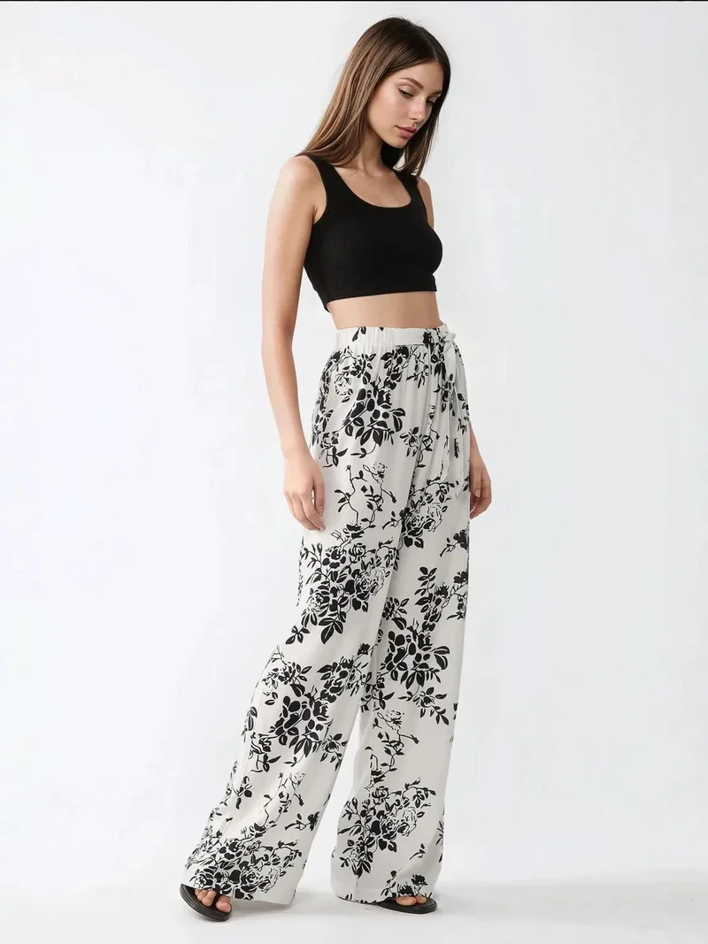 هيكاب بنطلون واسع مطبوع