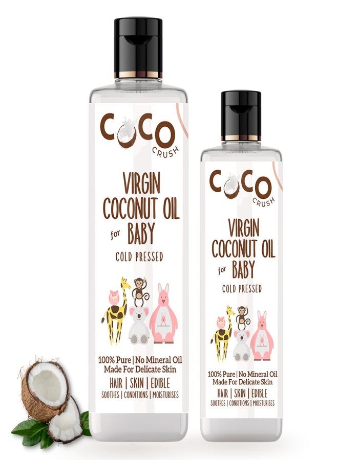 Coco Crush Virgin Coconut Oil for Baby Hair & Skin Massage | Cold Pressed & 100% Natural | Prevents Diaper Rash, Certified Organic | Combo of 2 (100ML+50ML, 150ML) - Image 1