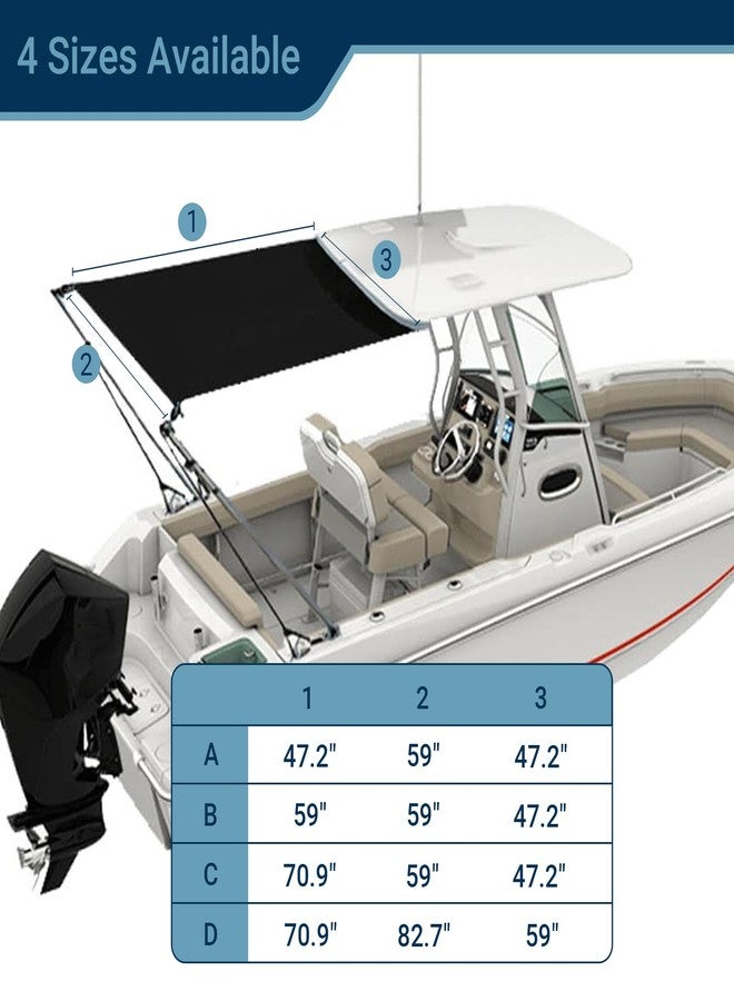 asdmm T-Top Boat Center Console Sunshade Extension - Marine Stern Awning Canopy Cover, Heavy-Duty 600D Oxford Cloth (Not Included Rods) (Size A) - Image 2
