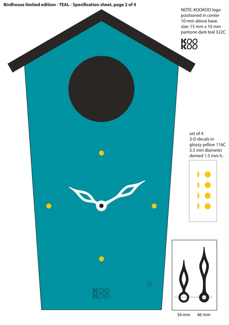 KOOKOO Birdhouse Petrol Limited Edition, Modern Design Cuckoo Clock with 12 Natural Bird Voices or Cuckoo Call - Image 5