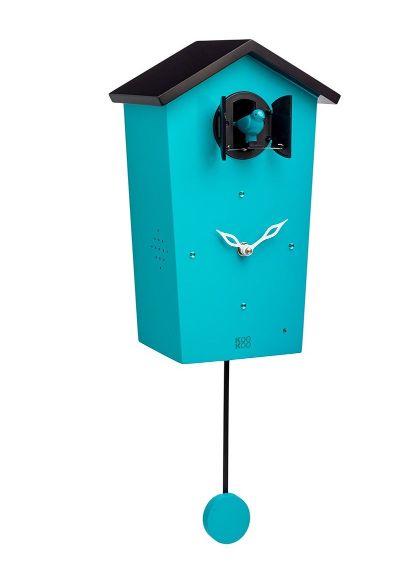 KOOKOO Birdhouse Petrol Limited Edition, Modern Design Cuckoo Clock with 12 Natural Bird Voices or Cuckoo Call - Image 1