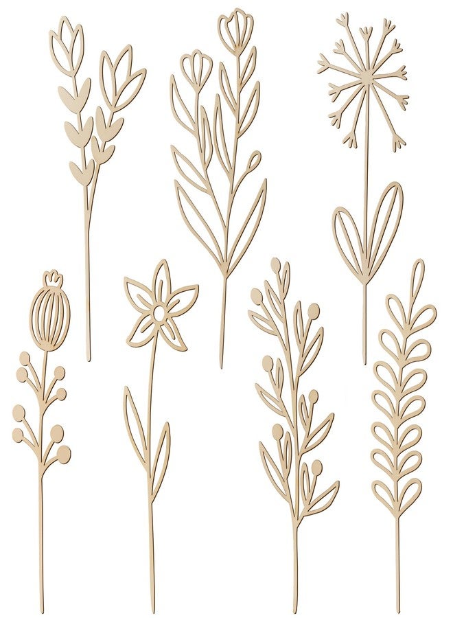 Focal20 Wooden Flowers Wildflower Wall Decor Boho Wood Flowers Bouquet with Stems for Crafts 7 Pcs Colorable Floral Nursery Wall Art Cutouts Decals For DIY Baby Girl Bedroom Home Decoration Birthday Gift - Image 1