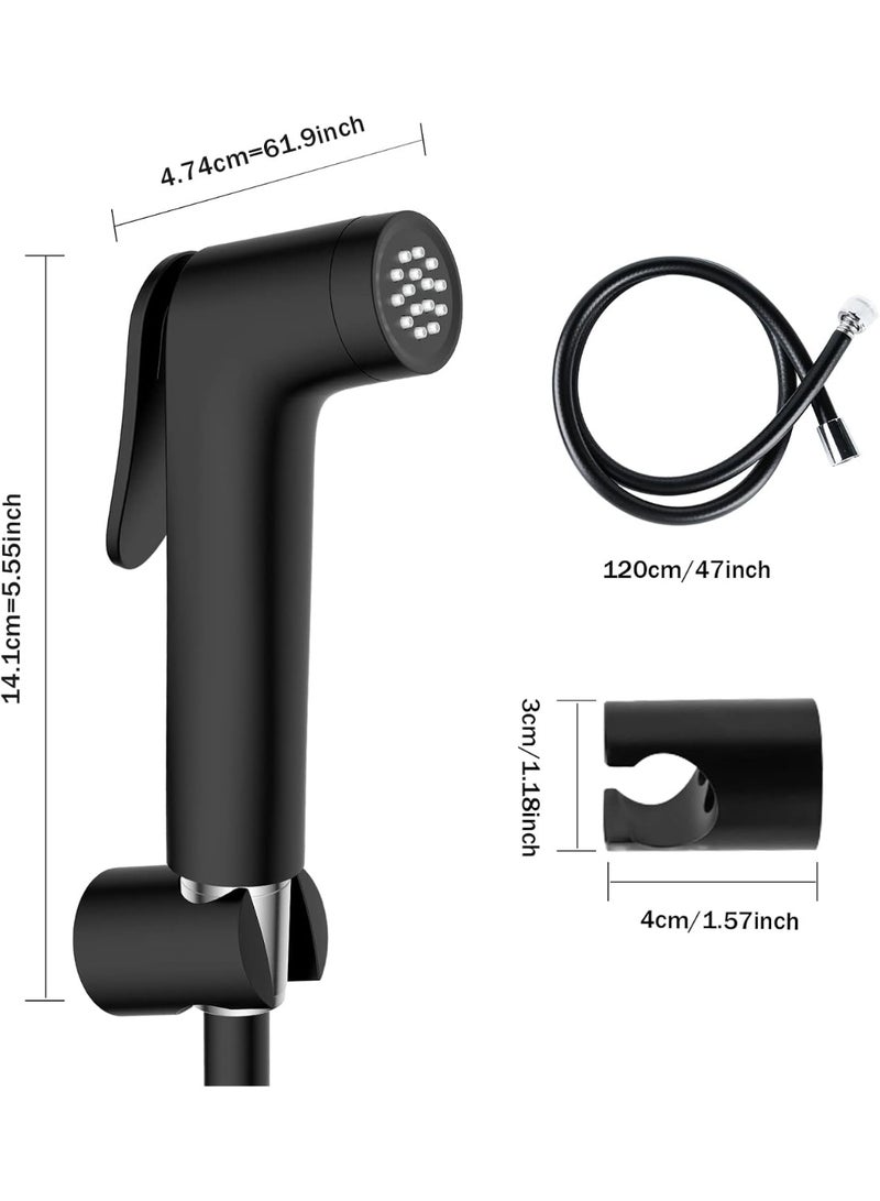 Black Handheld Shattaf Bidet Sprayer Kit, Dual Mode Toilet Spray with 1.2m Stainless Steel Hose, Self-Cleaning Portable Bidet for Bathroom Personal Hygiene - Image 4