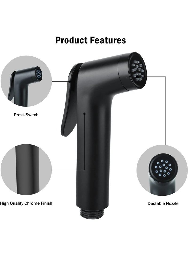 Black Handheld Shattaf Bidet Sprayer Kit, Dual Mode Toilet Spray with 1.2m Stainless Steel Hose, Self-Cleaning Portable Bidet for Bathroom Personal Hygiene - Image 3