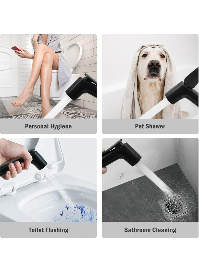 Black Handheld Shattaf Bidet Sprayer Kit, Dual Mode Toilet Spray with 1.2m Stainless Steel Hose, Self-Cleaning Portable Bidet for Bathroom Personal Hygiene - Image 5