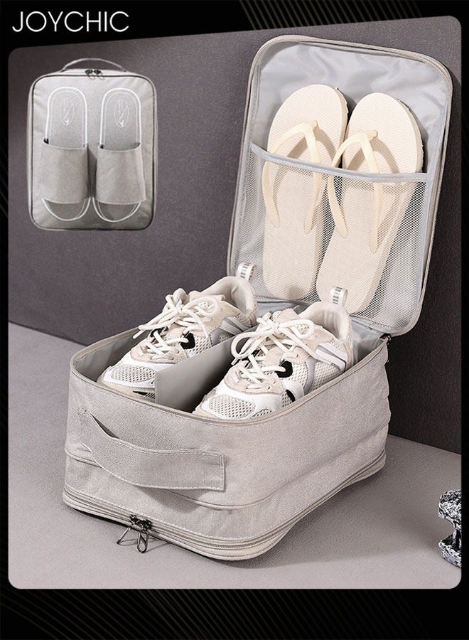 Joychic Business Travel Trip Shoe Storage Packing Organizer Waterproof and Moisture-proof  Portable Shoe Bag Large Capacity Shoe Bag with Handle for Men and Women Grey - Image 1