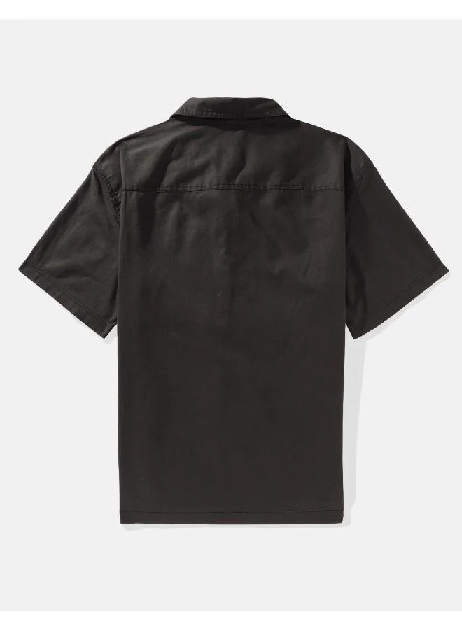 امريكان ايجل Linen-Blend Striped Button-Up Poolside Shirt