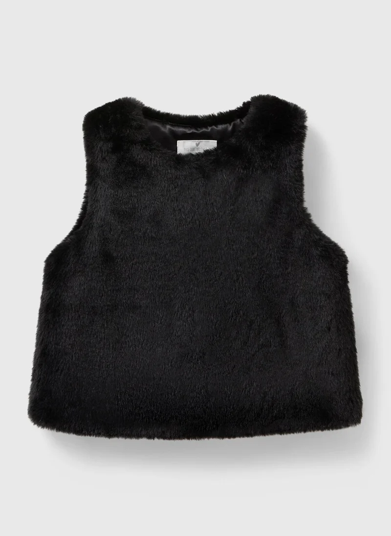 Matalan Girls Black Faux Fur Gilet