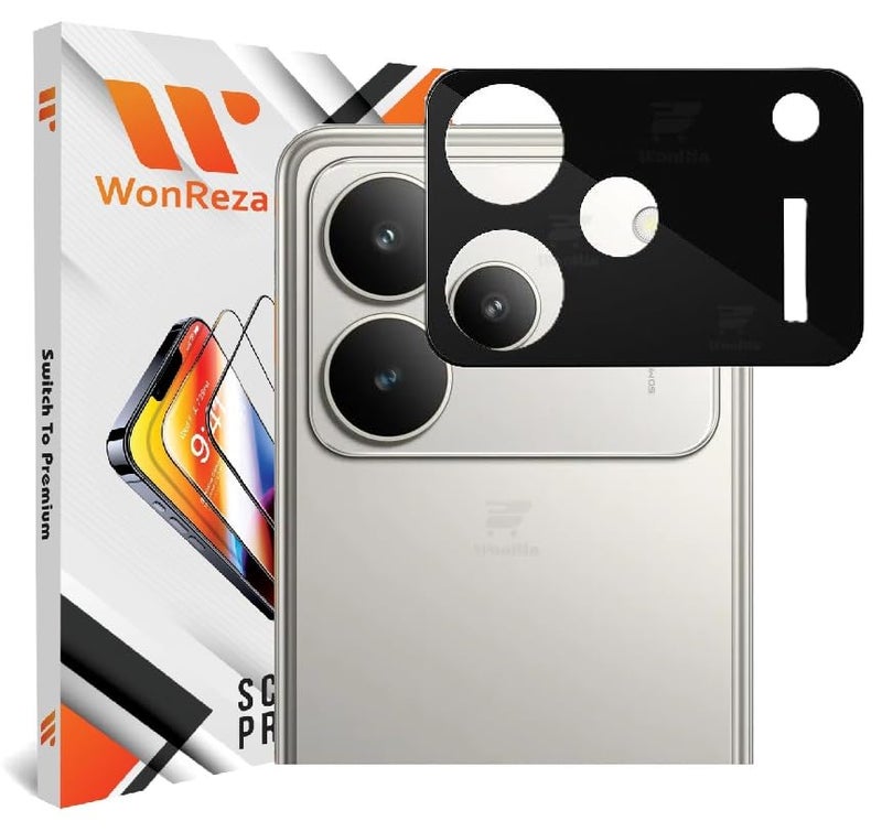 WonReza ® حزمة 1 - واقي زجاج الكاميرا الخلفية لـ Realme P4 5G [3D بريميوم] واقي زجاج الكاميرا (أسود) - Image 1