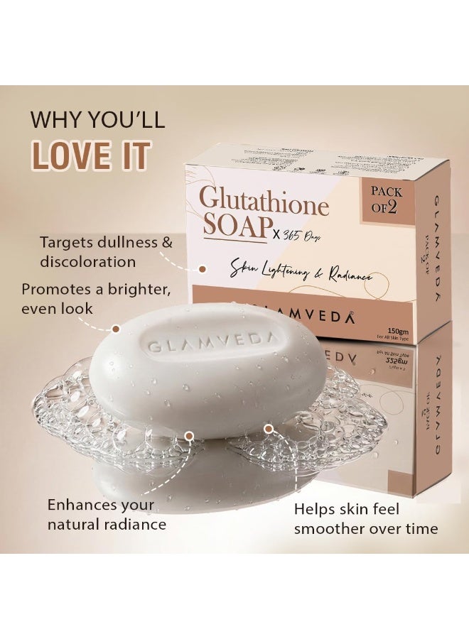 Glamveda Glutathione Skin Whitening Soap with Kojic Acid | Body Tan Removal | Bath for Men & Women | Remove Dark Spots & Hyperpigmentation | For Nourishing & Glowing Skin (Pack of 2) - Image 4