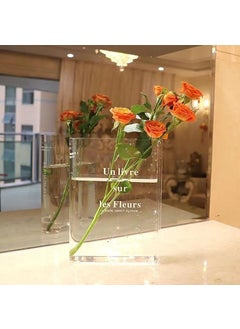 Home Elements HOME ELEMENTS 1 Pc Vase for Home Decor Center Table Bedroom Living Room and Office Decoration Fresh Flower Vase, Decorative vase, Book Shape Design Crystal Clear Vase, Diwali Gift  - Image 1