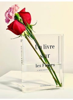 Home Elements HOME ELEMENTS 1 Pc Vase for Home Decor Center Table Bedroom Living Room and Office Decoration Fresh Flower Vase, Decorative vase, Book Shape Design Crystal Clear Vase, Diwali Gift  - Image 2