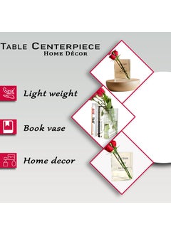 Home Elements HOME ELEMENTS 1 Pc Vase for Home Decor Center Table Bedroom Living Room and Office Decoration Fresh Flower Vase, Decorative vase, Book Shape Design Crystal Clear Vase, Diwali Gift  - Image 3