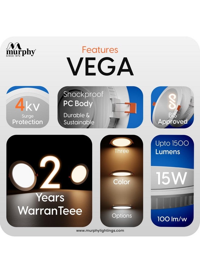 Murphy 15W Vega 3-In-1 Round Led Panel Ceiling Color Changing Light (Cool White/Warm White/Natural White, Pack Of 15)(Others) - Image 3