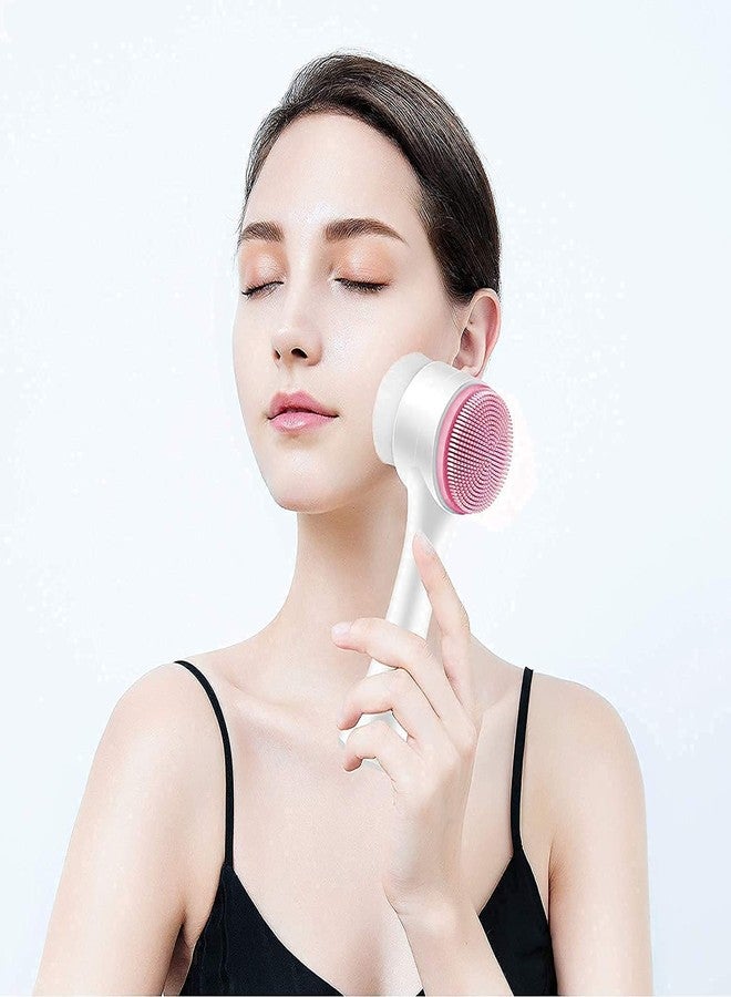 Ruby Face Rubyface Facial Cleansing Brush 2 in 1, Face Exfoliating Scrubber Brush, Silicone Double Side Manual Face Wash Scrub Brush with Soft Bristles for Deep Pore Cleansing, Massaging, Skin Care etc - Image 4
