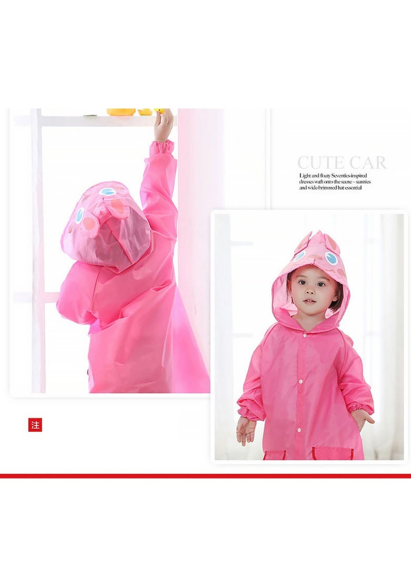 YOUGE Children's raincoats, Cartoon Kids Rain Jacket, Hooded Poncho Outdoors Transparent Raincoat Student Suit Waterproof Durable Windbreaker (Pink) - Image 2