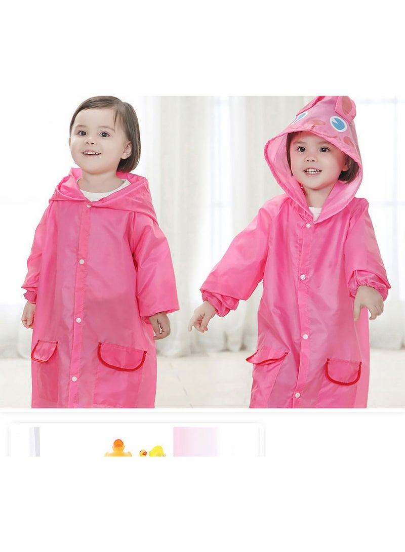 YOUGE Children's raincoats, Cartoon Kids Rain Jacket, Hooded Poncho Outdoors Transparent Raincoat Student Suit Waterproof Durable Windbreaker (Pink) - Image 3