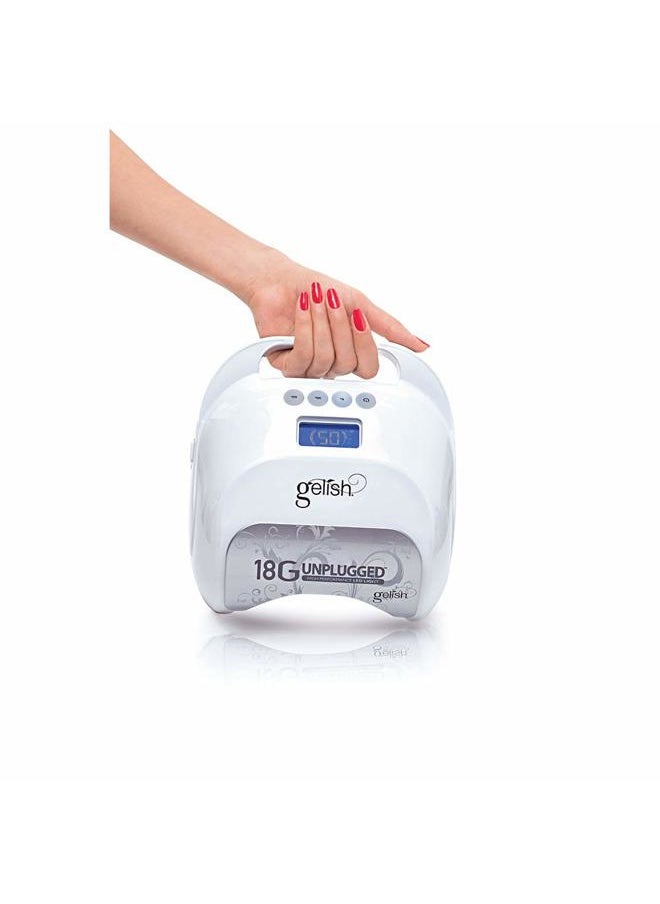 Gelish - 18G Unplugged LED Light - Portable, Rechargeable, 36W, White & Silver, Intelligent Power Assist, Motion Sensors, Timer, Magnetic Tray, Ergonomic Design Gel Lamp, Nail Lamp, Gel Nail Light - Image 1