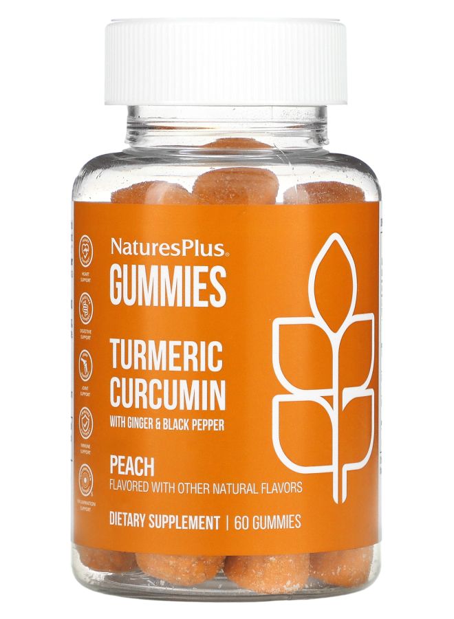 Turmeric Curcumin With Ginger & Black Pepper Peach 60 Gummies