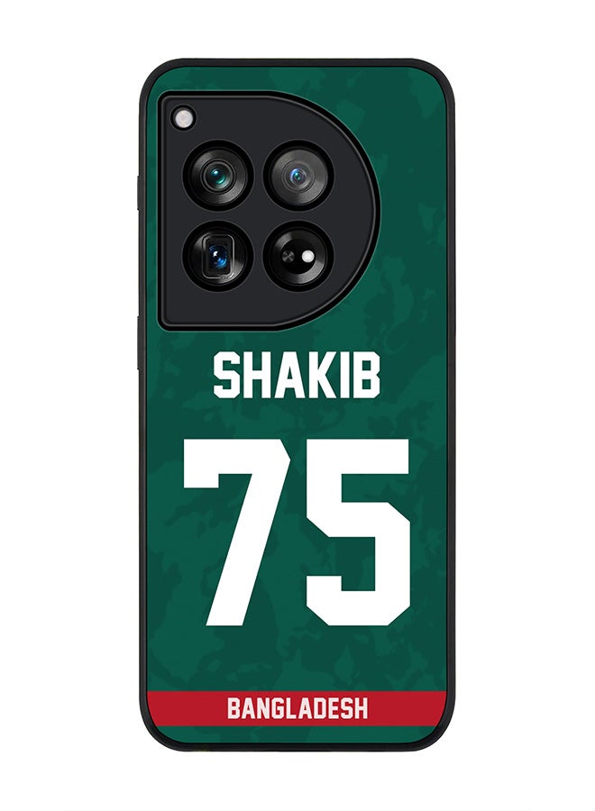 Stylizedd Rugged Black Edge Case for OnePlus 12, Slim fit Case Flexible Anti Drop TPU Gel Thin Cover -  Team Bangladesh Shakib Al Hasan, Jersey No 75 - Image 1