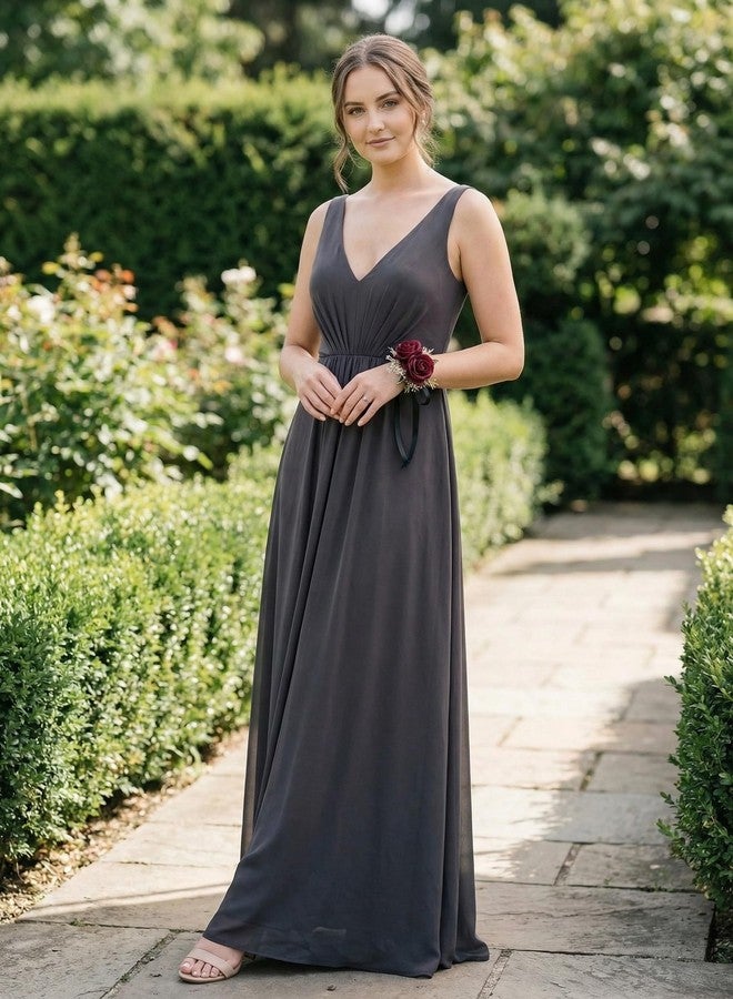 DESUNESS طقم زهور صدرية وزهرة عروة من ديزونيس باللون العنابي مع زهور الجيبسوفيلا، مناسب لحفلات الزفاف وتزيين بدلات الحفلات. - Image 3