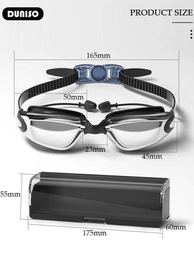 DUNISO Swimming Goggles, HD waterproof swimming goggles, Anti-Fog No Leak Proof Waterproof Swim Goggles with Soft Silicone, The swimming goggles come with earplugs for Adult Men Women  - Image 2