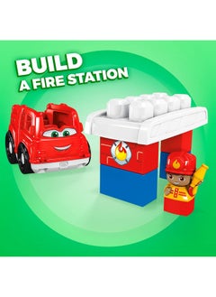 MEGA Bloks Fisher Price Toddler Building Blocks Freddy Fire Truck With 6 Pieces And Storage 1 Figure Red Toy Car Gift Ideas For Kids  - Image 3
