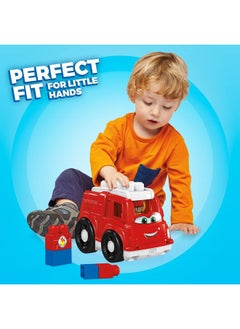 MEGA Bloks Fisher Price Toddler Building Blocks Freddy Fire Truck With 6 Pieces And Storage 1 Figure Red Toy Car Gift Ideas For Kids  - Image 2