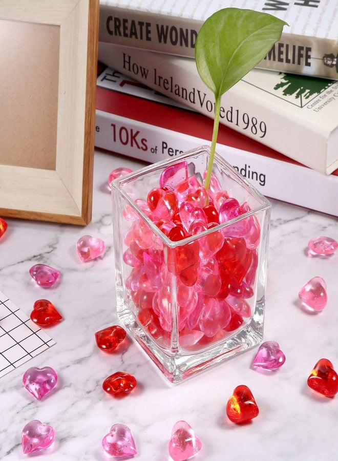 Bememo Christmas Acrylic Heart Gems for Table Scatter Decorations Vase Filler 3D Heart Shaped Rhinestones Valentine's Supplies(red Pink Rose, 220)(Red Pink Rose,220) - Image 3