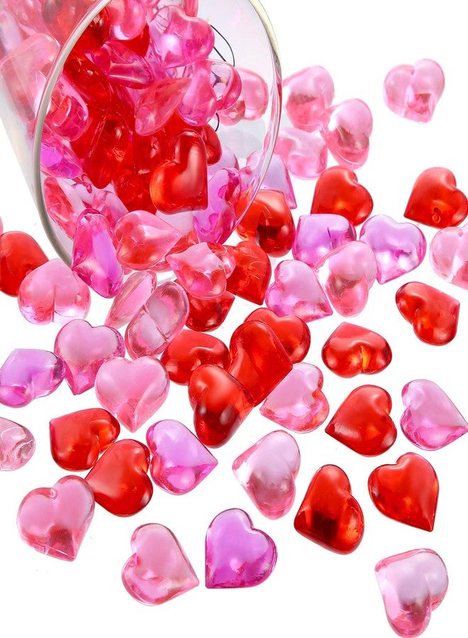 Bememo Christmas Acrylic Heart Gems for Table Scatter Decorations Vase Filler 3D Heart Shaped Rhinestones Valentine's Supplies(red Pink Rose, 220)(Red Pink Rose,220) - Image 1