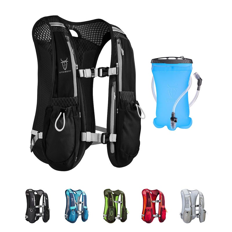 UTOBEST Running Vest, 5L Hydration Vest Lightweight, Running Backpack with 1.5L Water Bladder, Adjustable Running Hydration Vest for Trail Running Marathon Race Jogging Cycling Black - Image 1