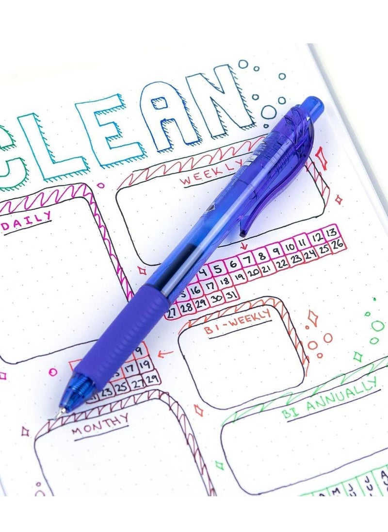 Pentel Energel X Retractable Gel Roller Pen BLN 105 (Blue) Pack of 12  - Image 4