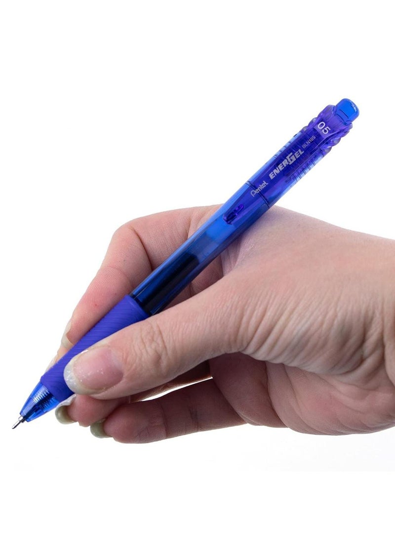 Pentel Energel X Retractable Gel Roller Pen BLN 105 (Blue) Pack of 12  - Image 3