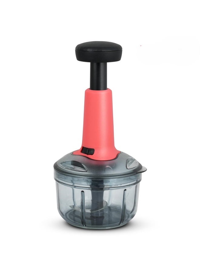 Impex Push Chopper for Kitchen Vegetables & Fruits | Multipurpose Hand Press With Lock & Unlock System | Quick Manual Hand Held Onion Cutter (Pink) - Image 4
