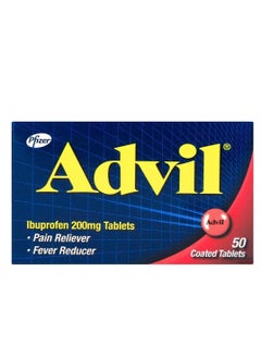 Advil Ibuprofen Pain Reliever And Fever Reducer 200 Mg 50 Coated Tablets 