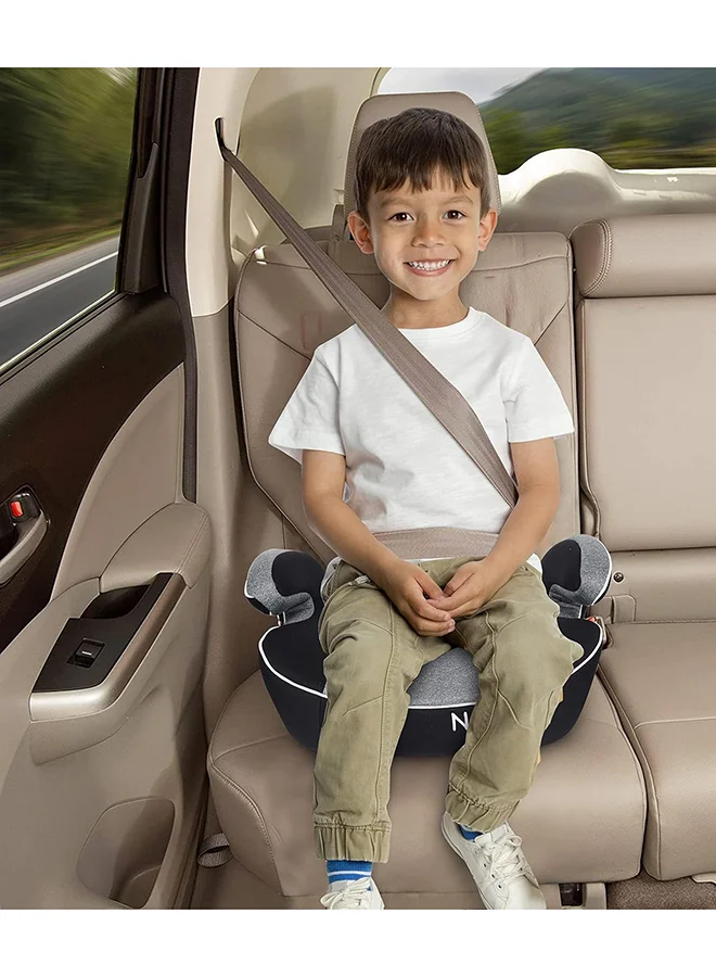 Nurtur Enzo Kids Booster Car Seat - Arm Rest Seat, Blow up Narrow Backless Booster Car Seat for Travel, Suitable from 4 years to 12 years (Group 2/3) - Grey Multi
