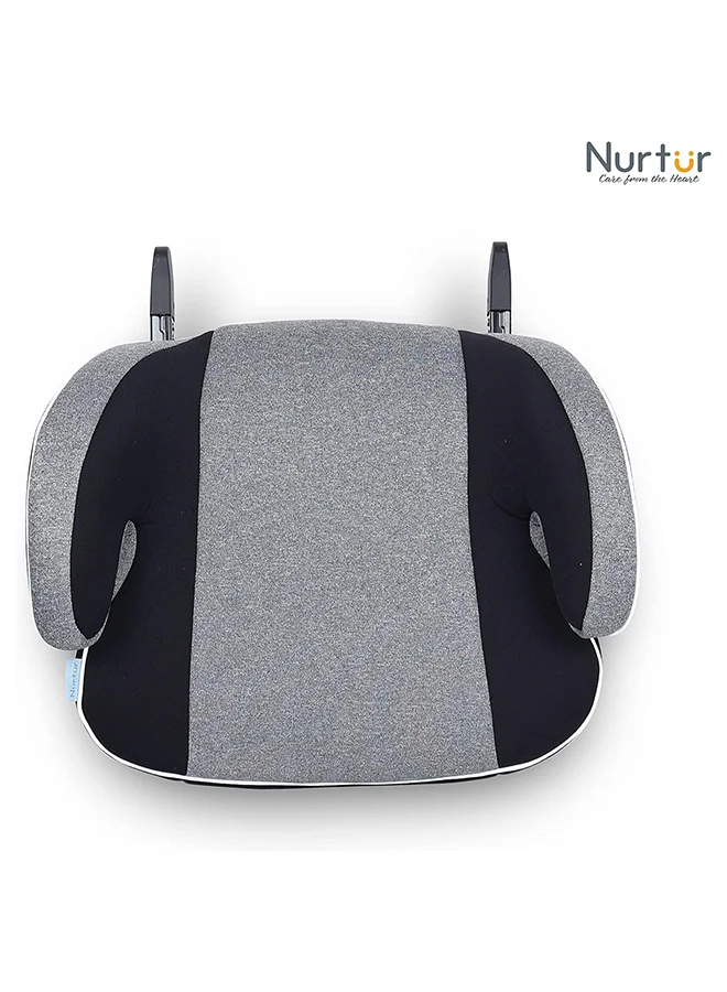 Nurtur Enzo Kids Booster Car Seat - Arm Rest Seat, Blow up Narrow Backless Booster Car Seat for Travel, Suitable from 4 years to 12 years (Group 2/3) - Grey Multi