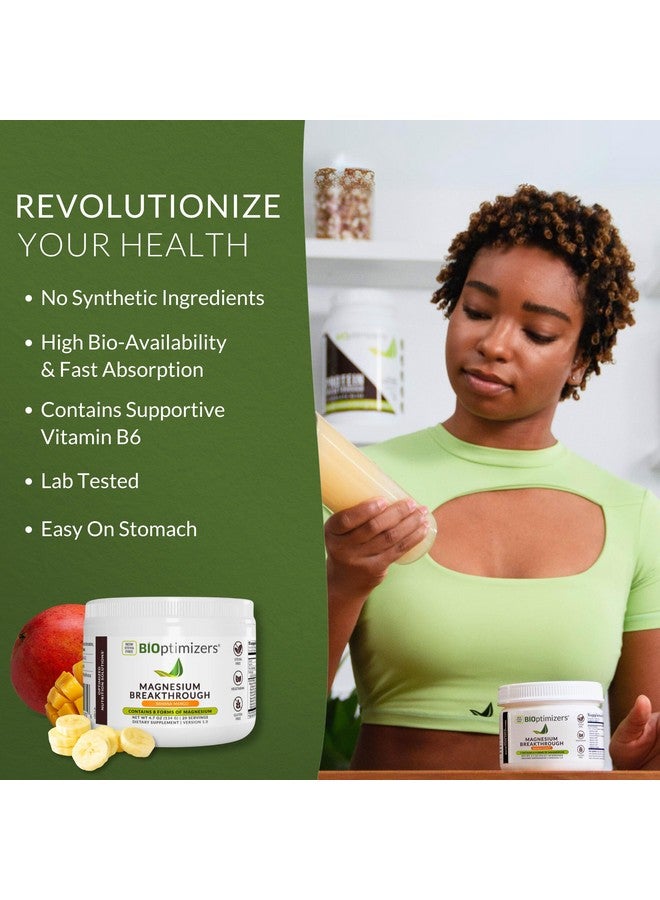 BIOptimizers Magnesium Breakthrough Drink Banana Mango - 8 Forms of Magnesium: Glycinate, Malate, Citrate, and More - Natural Sleep Supplement - 6 oz (30 Servings) - Image 4