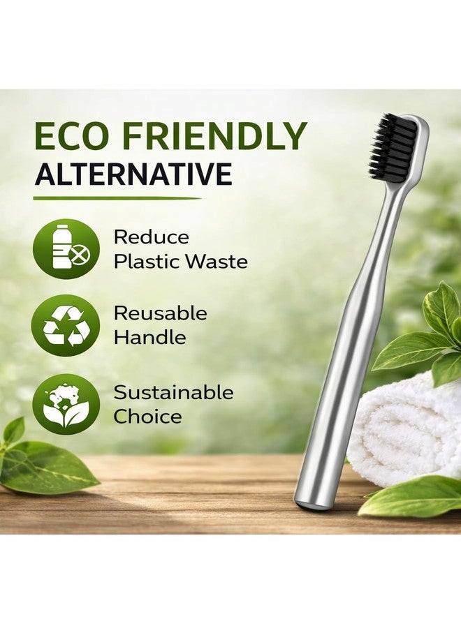 Premium Toothbrush Set for Adults and Children – Soft Bristle Metal Toothbrushes, Reusable Minimalist Design, Durable Luxury Oral Care Travel Bathroom Essentials - Image 4