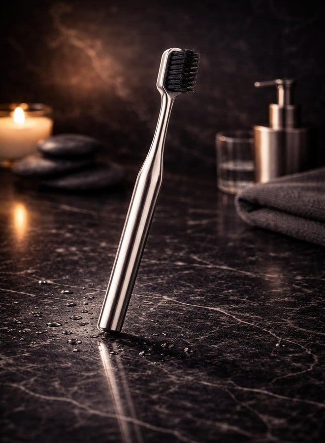Premium Toothbrush Set for Adults and Children – Soft Bristle Metal Toothbrushes, Reusable Minimalist Design, Durable Luxury Oral Care Travel Bathroom Essentials - Image 3
