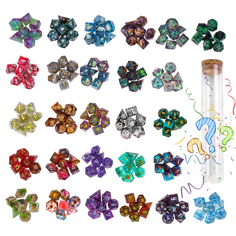 CRITALLIC 7PCS DND Dice SetHandmade Sharp Edge Dice Set Mystery Blind Box DD RPG Polyhedral Resin Dicefor Dungeons and Dragons TTRPG Games Roleplaying Games Pathfinder - Image 3