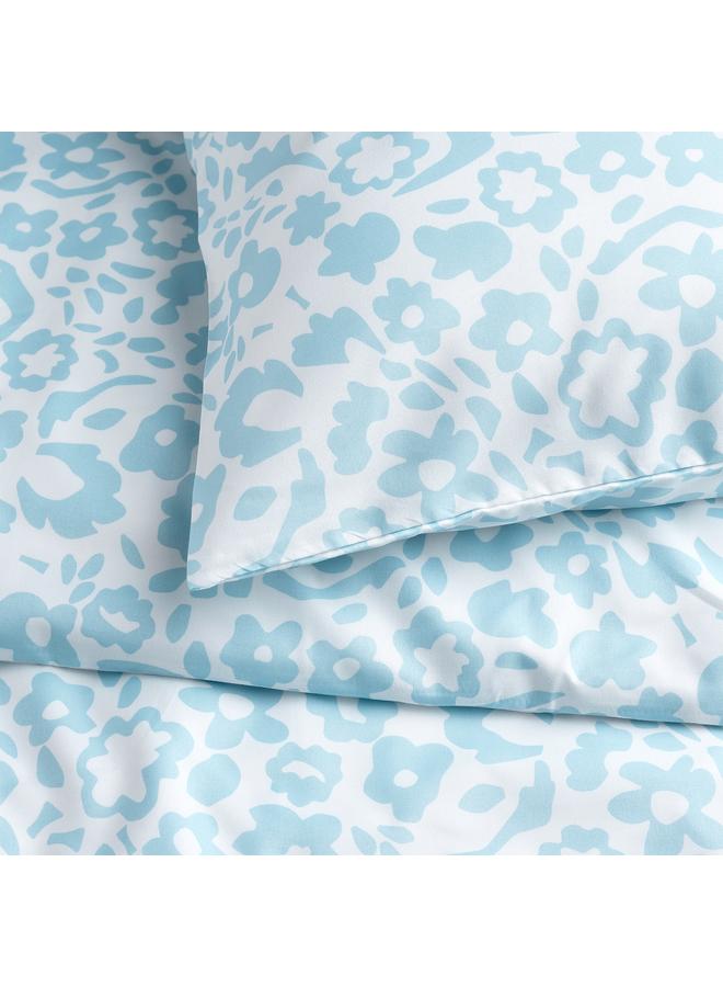 erorex Duvet cover and 2 pillowcases, white/blue, 240x220/50x80 cm - Image 2