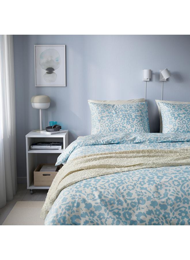 erorex Duvet cover and 2 pillowcases, white/blue, 240x220/50x80 cm - Image 3